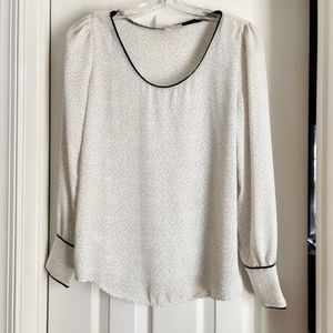 LOFT White Polka Dot Blouse, size XS, white
